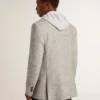 Veste croisée pour homme en soie grise et laine à chevrons