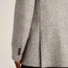 Veste croisée pour homme en soie grise et laine à chevrons
