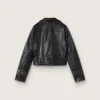 Veste de motard en cuir noir pour femme à l’effet brillant