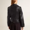 Veste de motard en cuir noir pour femme à l’effet brillant