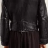 Veste de motard en cuir noir pour femme à l’effet brillant