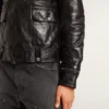 Veste de motard en cuir noir pour homme à l’effet brillant