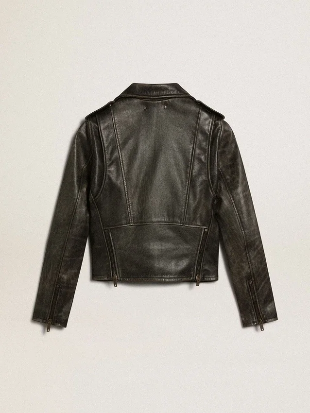 Veste de motard en cuir pour femme