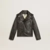 Veste de motard pour garçons en cuir vieilli