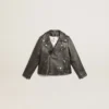 Veste de motard pour garçons en cuir vieilli