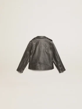 Veste de motard pour garçons en cuir vieilli