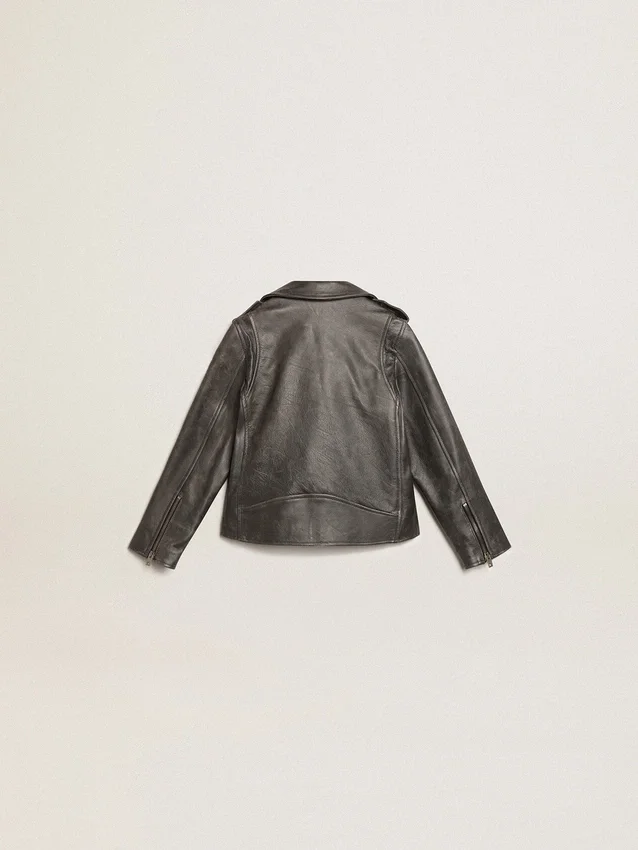 Veste de motard pour garçons en cuir vieilli