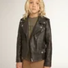 Veste de motard pour garçons en cuir vieilli