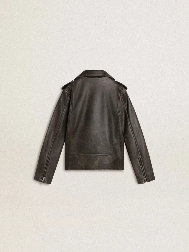 Veste de motard pour garçons en cuir vieilli