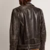 Veste de motard pour homme en cuir vieilli