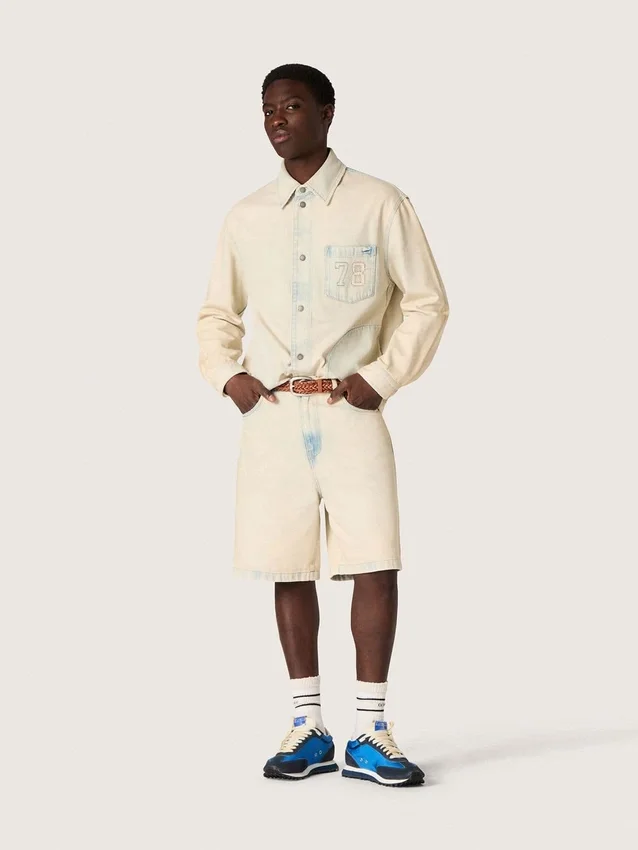 Veste de travail pour homme en denim couleur sable clair