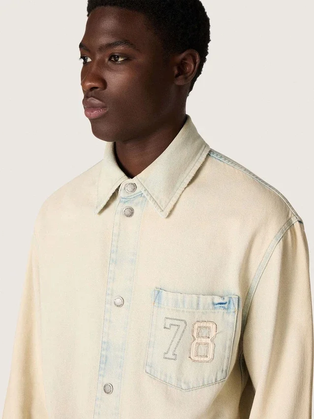 Veste de travail pour homme en denim couleur sable clair