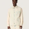 Veste de travail pour homme en denim couleur sable clair