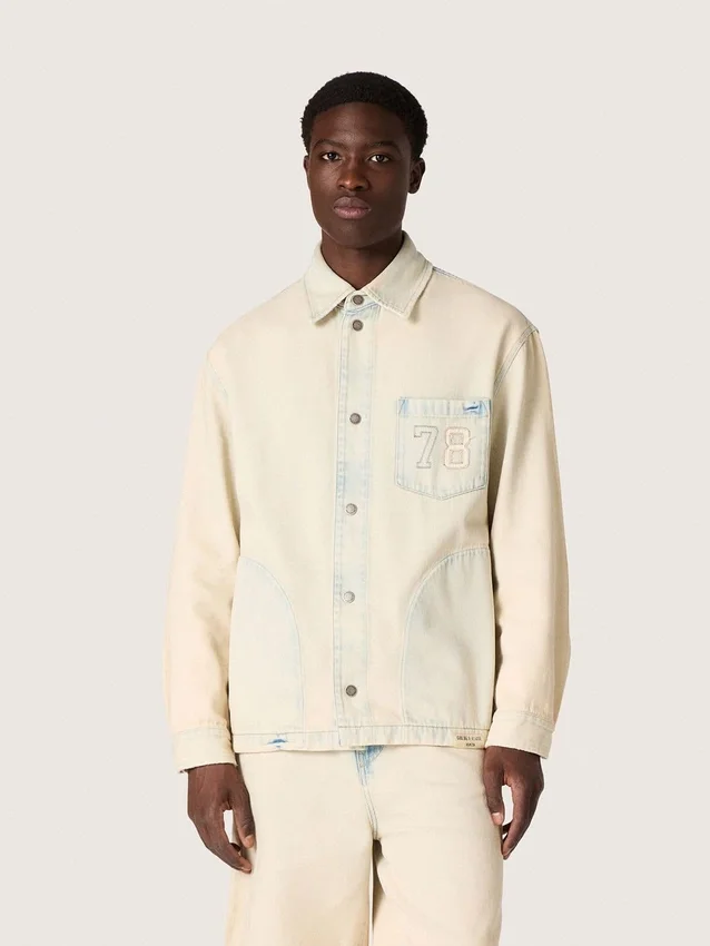 Veste de travail pour homme en denim couleur sable clair
