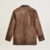 Veste en cuir marron pour femme