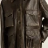 Veste en cuir nappa marron vieilli pour femme