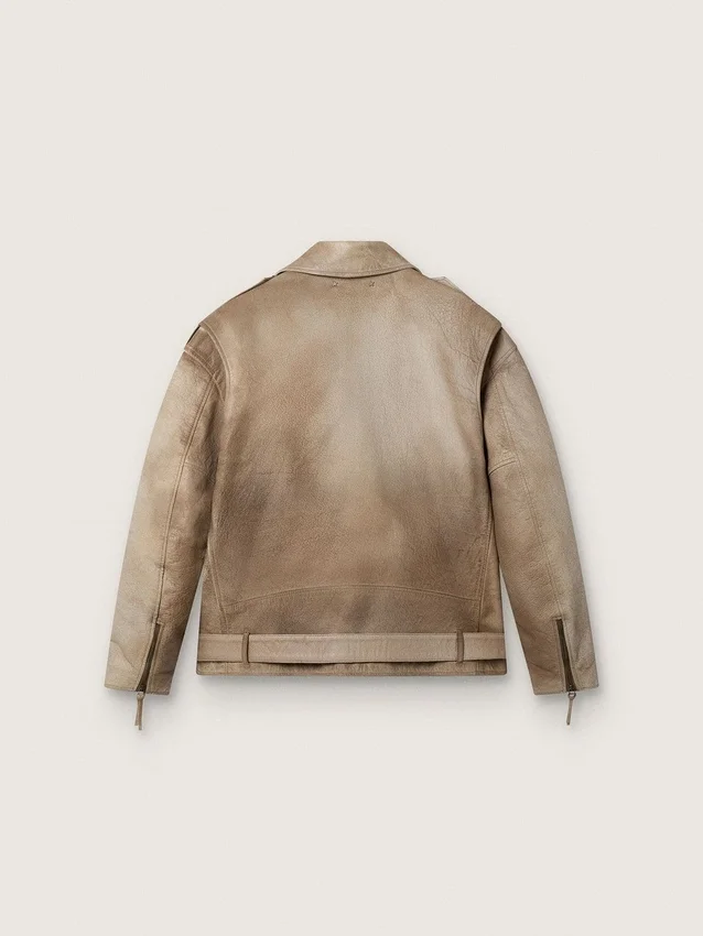 Veste en cuir unisexe traitée et teinte à la main