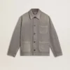 Veste en denim gris pour homme avec clous