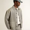 Veste en denim gris pour homme avec clous