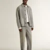 Veste en denim gris pour homme avec clous
