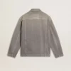 Veste en denim gris pour homme avec clous