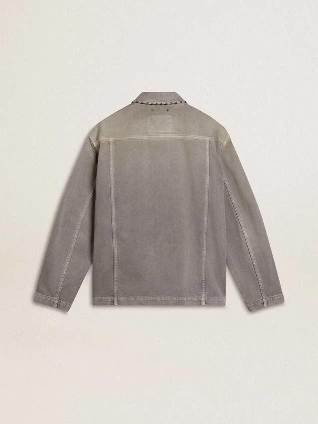 Veste en denim gris pour homme avec clous