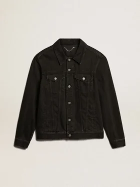 Veste en denim noir « one-wash » pour homme