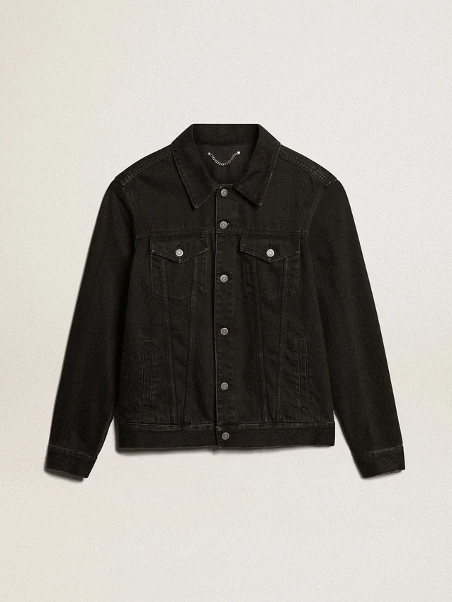 Veste en denim noir « one-wash » pour homme