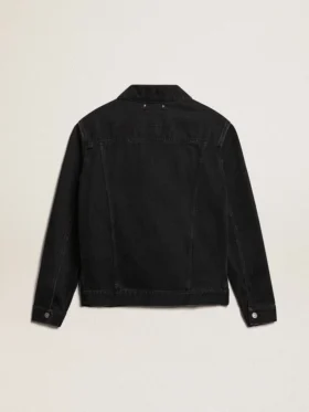 Veste en denim noir « one-wash » pour homme