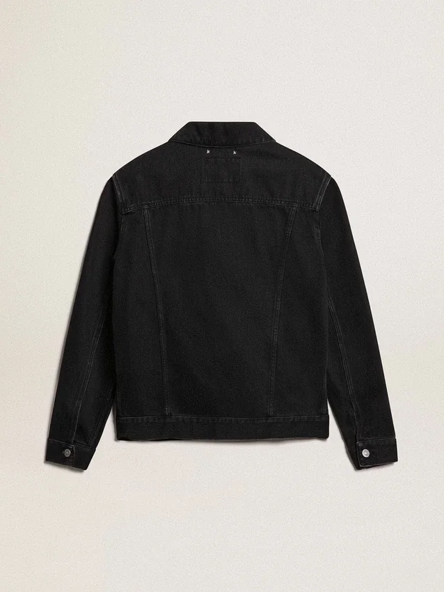 Veste en denim noir « one-wash » pour homme