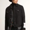 Veste en denim noir « one-wash » pour homme