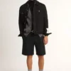 Veste en denim noir « one-wash » pour homme