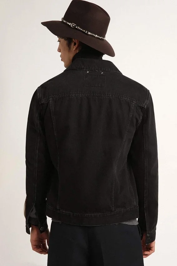 Veste en denim noir « one-wash » pour homme