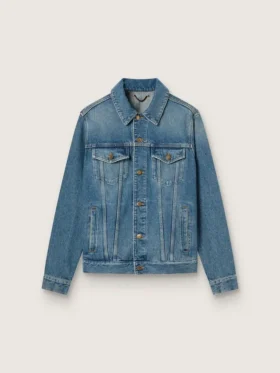 Veste en denim pour homme au délavage moyen