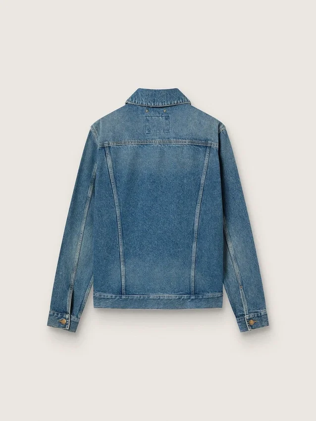 Veste en denim pour homme au délavage moyen