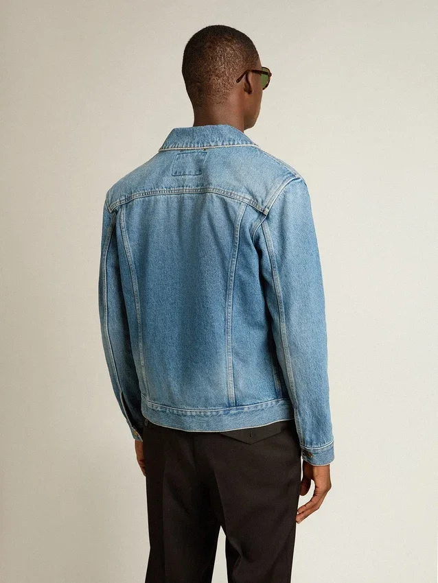 Veste en denim pour homme au délavage moyen