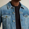 Veste en denim pour homme au délavage moyen