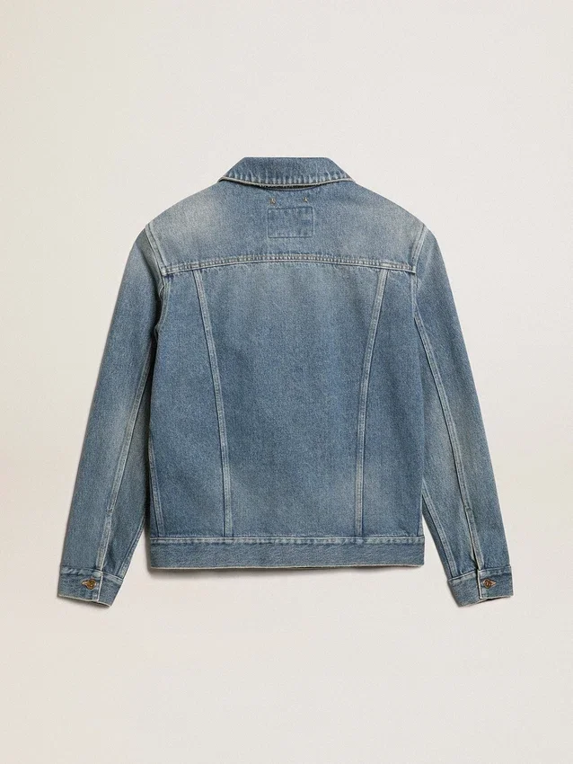 Veste en denim pour homme au délavage moyen