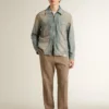 Veste en denim pour homme à effet vieilli avec fermeture éclair
