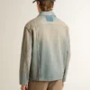 Veste en denim pour homme à effet vieilli avec fermeture éclair