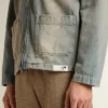 Veste en denim pour homme à effet vieilli avec fermeture éclair