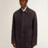 Veste en jean pour homme avec détails vieillis et col en cuir