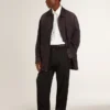 Veste en jean pour homme avec détails vieillis et col en cuir