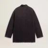 Veste en jean pour homme avec détails vieillis et col en cuir
