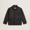 Veste en laine gris chiné avec fermeture à boutons