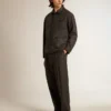 Veste en laine gris chiné avec fermeture à boutons