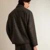 Veste en laine gris chiné avec fermeture à boutons