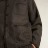 Veste en laine gris chiné avec fermeture à boutons