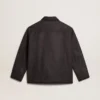 Veste en laine gris chiné avec fermeture à boutons