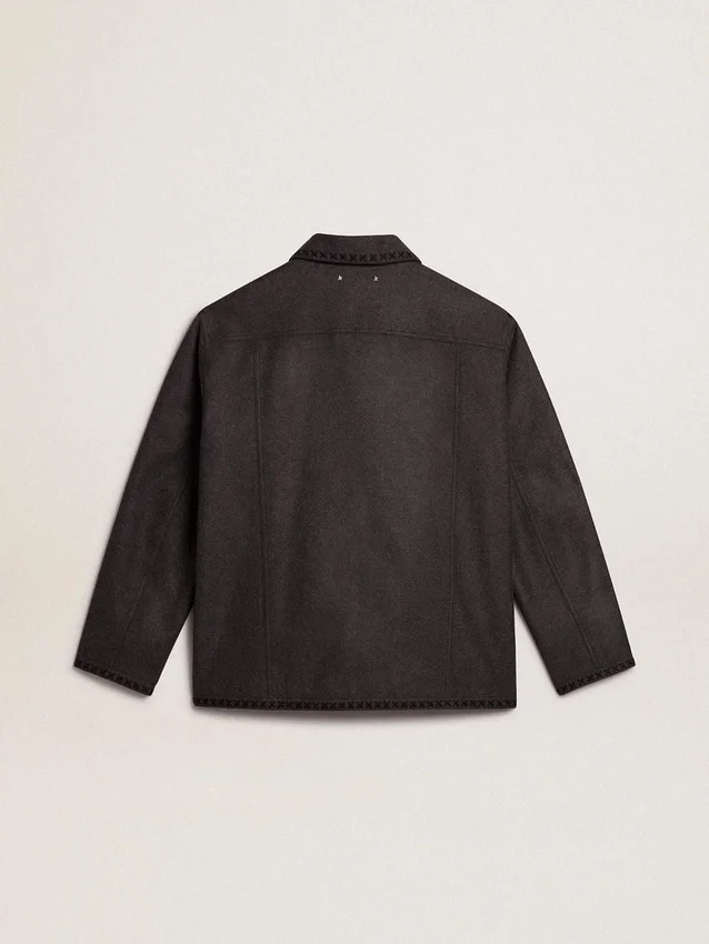 Veste en laine gris chiné avec fermeture à boutons